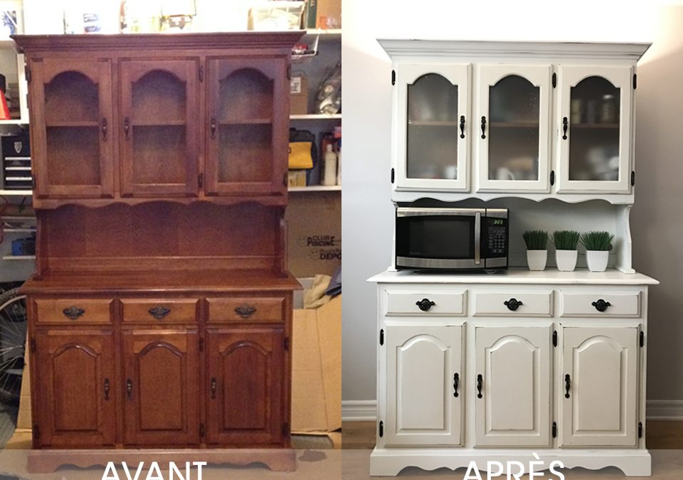 Recups.com – Un relooking style vieille fermette rurale pour un vaisselier vintage défraichi!